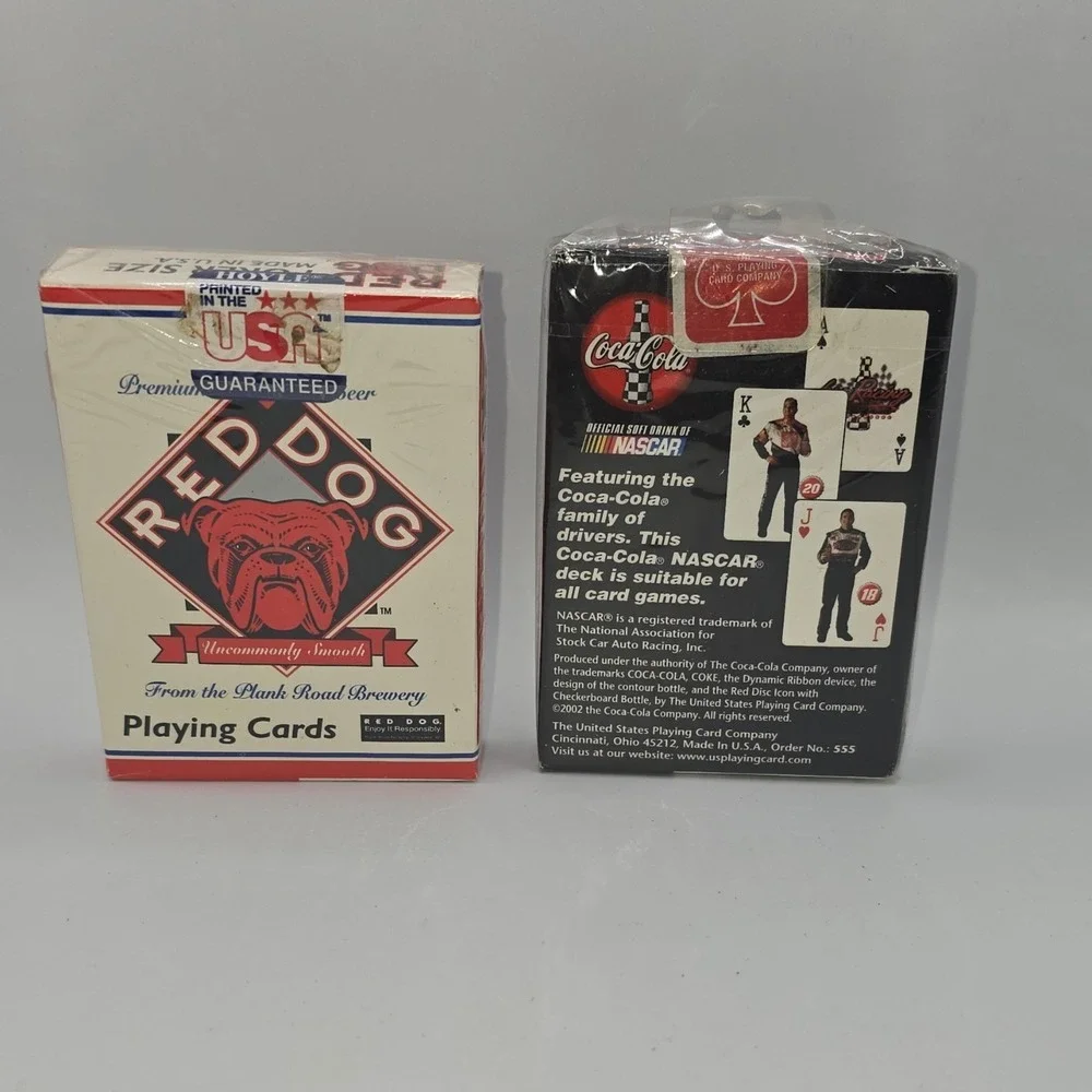 Red Dog & Coca-Cola NASCAR Breweriana Playing Cards Lot.